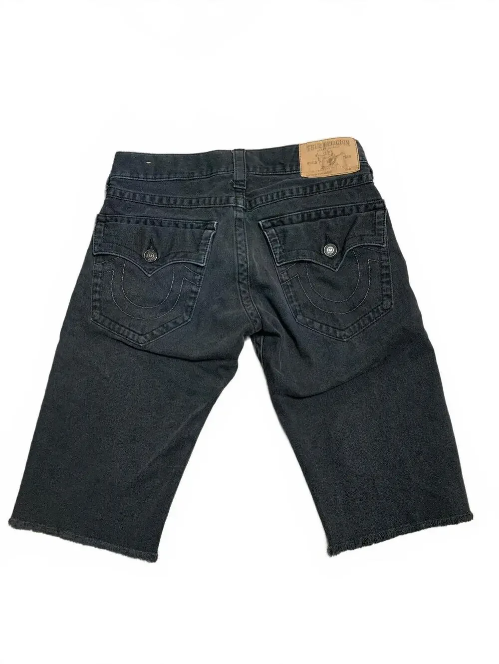 True Religion Men's Y2k Black Denim Cut-Off Shorts Size 31